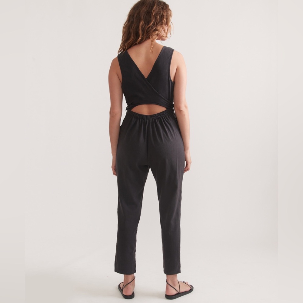 NWT: Marine Layer Eloise Belted Jumpsuit: Black - Picture 2 of 10